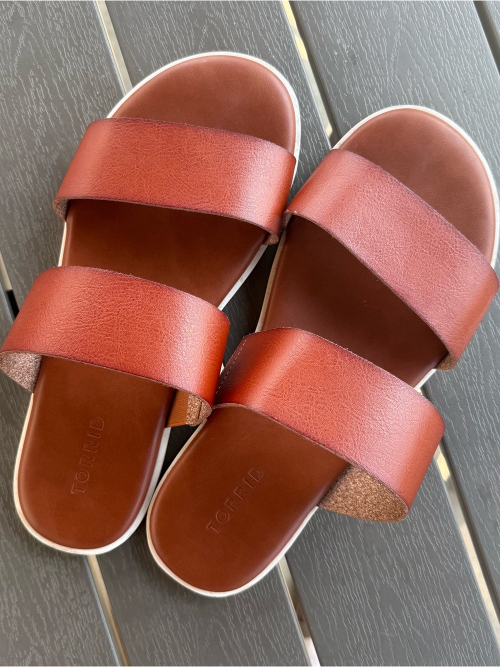 Torrid Cognac Double Strap Slides